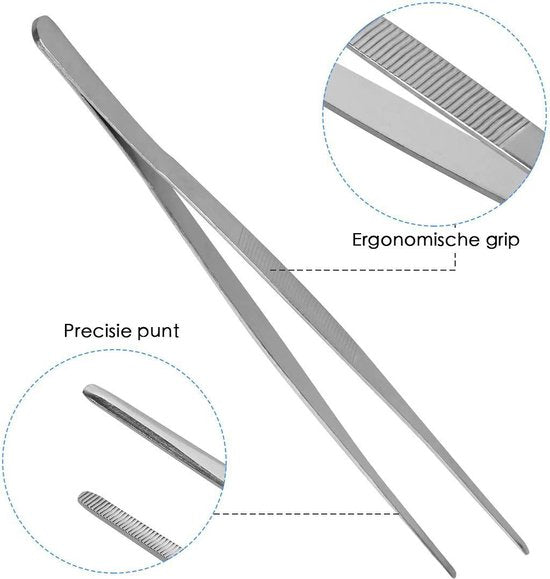 Keukenpincet - 30 cm - RVS - Zilver - Kookpincet - Vleespincet - Serveerpincet