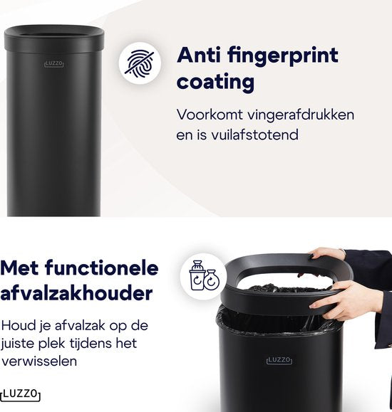 Luzzo® Open Square Prullenbak 50 liter - afvalbak-vuilnisbak -Zwart
