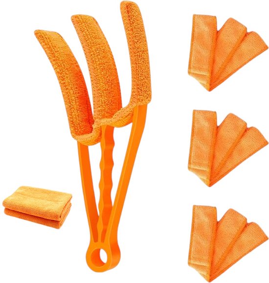 Jaloezie Reiniger - Oranje - 3 Extra Doekjes - 1 Microvezeldoek - Geschikt voor Luxaflex - Lamellen Schoonmaken