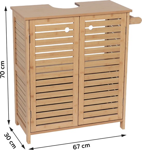 Wastafelonderkast Trinidad met Uitsparing met 2 planken - Wastafelmeubel MDF/Bamboe