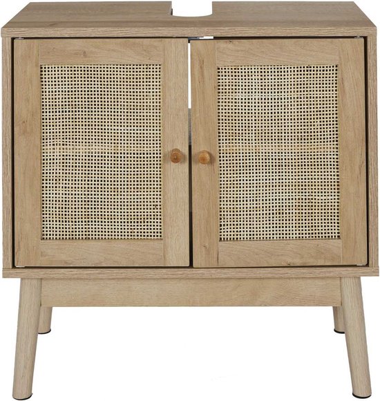 Wastafelonderkast Bali met Uitsparing - 30x60x70 cm - Wastafelmeubel Bruin