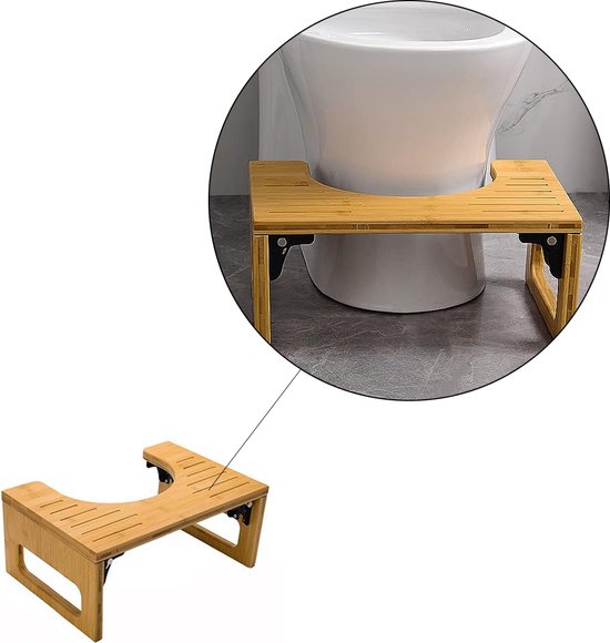 Toiletkrukje Bamboe - Krukje WC - Betere Houding - Inklapbaar Ontwerp - 1x1x1 cm - Meerkleurig