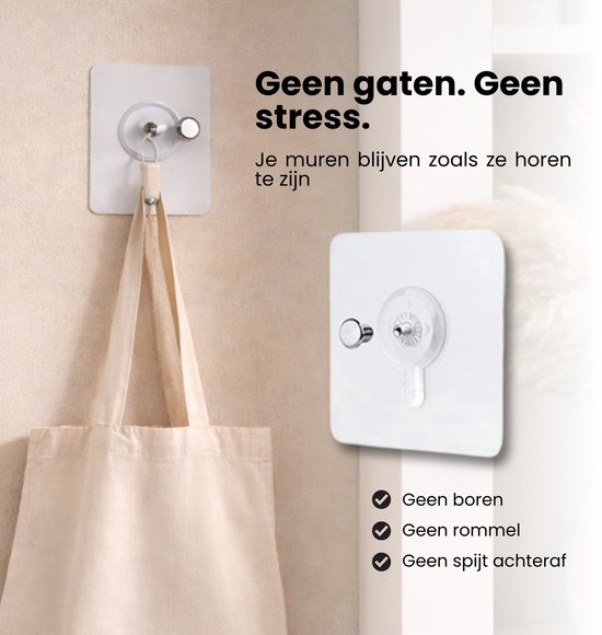 Zelfklevende Spijkers – 20 Sterke Plakspijkers voor Muurbevestiging – Handig Ophangsysteem – Plakschroeven voor Eenvoudig en Schadevrij Ophangen