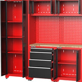 Feistos Gereedschapswand Hoge kast Juno 11 - 46x396x198cm - Zwart/Rood