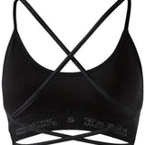 SparkNine Breeze sportbeha - beugelloos - kruislingsbandjes - S - zwart - ademend - open rug - met verwijderbare vulling