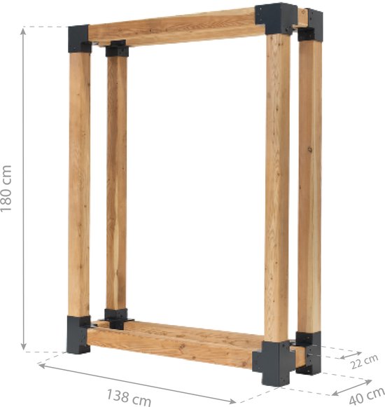 Westmann HaardHout Houtopslag Houtrek WMKR3020 - Brandhoutrek 40x138x180cm