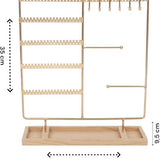 Sieradenhouder - 35 x 30 x 9,5 cm - Goudkleurig - Oorbellenrekje - Display - Hout en Metaal - Oorbellenhouder