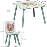 Kinderspeelgroep 3-8 Jaar, 1 Tafel & 2 Stoelen, Schattig Dierenmotief, Groen
