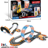 DMG Supply Racebaan - Autobaan Speelgoed - 2 Opstellingen Mogelijk - Dubbele Racebaan met Looping - 2 Auto's - Rondeteller - 3 Meter