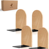 NovaWare® Boekensteun - 4 Stuks - Boekensteunen - Plank Organizer - Boekenhouder – Boekenrek - Boeksteun - Beukenhout