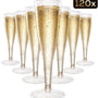 Plastic Champagneglazen - 120 Stuks - Gouden en Zilveren Glitter - Voor Bruiloften, Verjaardagen & Feesten, 135ml - Herbruikbaar