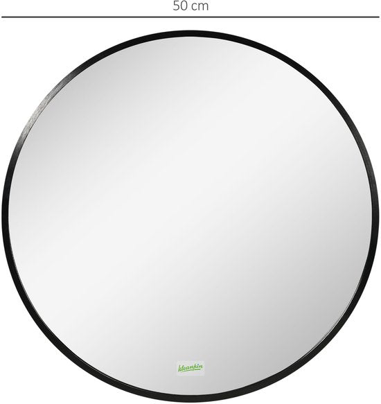 4goodz Ronde Spiegel 50 cm met Aluminium Frame - Zwart