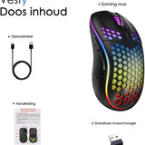 Pro Draadloze Gaming Muis - RGB Verlichting - 1600 DPI - USB Oplaadbaar - Ergonomisch - Voor PC & Laptop