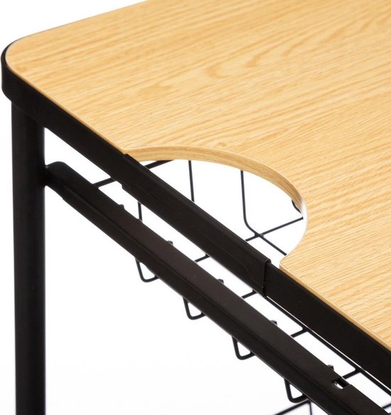 Serveerwagen met 3 opbergvakken en plateau 40x60x79 cm - Zwart