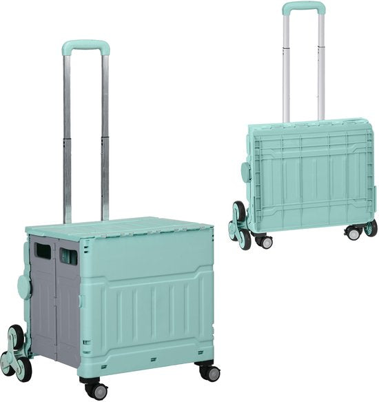 Winkelwagen Vouwkrat Trapklimmer Opvouwbaar max. 65 Kg Belastbaar - Mintgroen