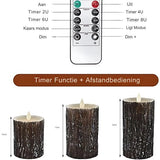 LED Kaarsen Met Afstandsbediening - Bewegende Vlam - Echte Wax - Elektrische Kaarsen - Op Batterijen - Dimbaar en Timer Functie - Set van 3