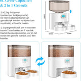 Automatische Voerbak - Kat en Hond - 2-in-1 Voerautomaat - Voice Recorder & Timer - App Besturing - 6L - Wit
