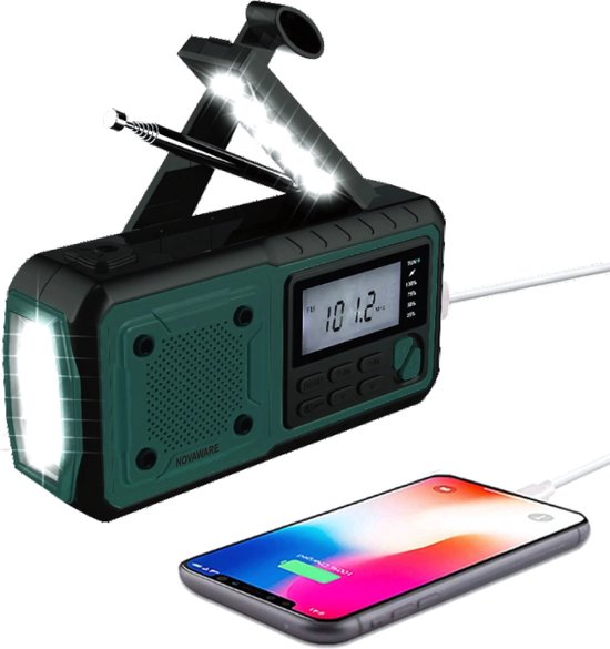 Draagbare NoodRadio Solar Opwindbaar - Powerbank Zonneenergie met - Noodpakket - Draagbare Radio