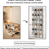 Schoenenkast Hangend - Schoenenzak 24 vakken - Opbergen van Schoenen aan Deur - Schoenenzak Wit - Oplossing voor rondslingerende schoenen - Hoogwaardige Schoenenkast