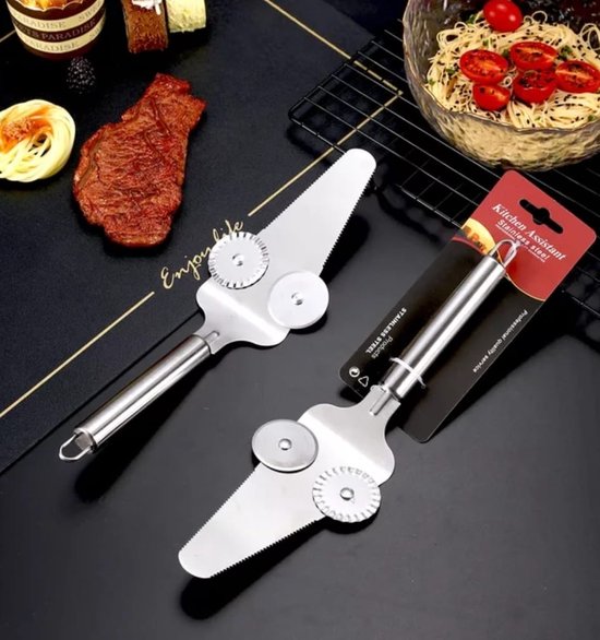 Pizzames 2 stuks - Pizzasnijder - Taart snijden - BBQ - Keuken - Multifunctioneel - Vaatwasser bestendig - RVS - Taartmes - Taartschep - Pizza Snijder - Pizza Mes - Pizza Roller - Pizza - Deegsnijder - Pizzasnijder - Professioneel