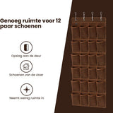 Schoenenkast Hangend - Schoenenzak 24 vakken - Opbergen van Schoenen aan Deur - Schoenenzak Bruin - Oplossing voor rondslingerende schoenen - Hoogwaardige Schoenenkast