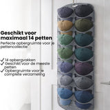 Cap Rack - Petjes Organizer voor aan Deur - Grijs - 14 Petten - Organizer voor Petjes en Caps - Petjes Opbergsysteem - Vilt - Petten Houder - Petten Opbergzak - Hat Holder - 130 x 46 cm