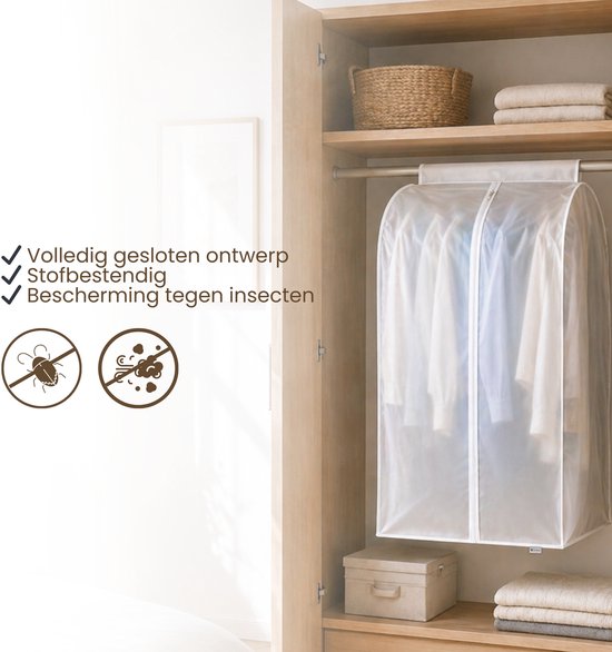 Kledinghoes XXL - Wit - 90 cm x 50 cm x 60 cm - Kledinghoezen - Kleding Beschermhoes - Kledingtas