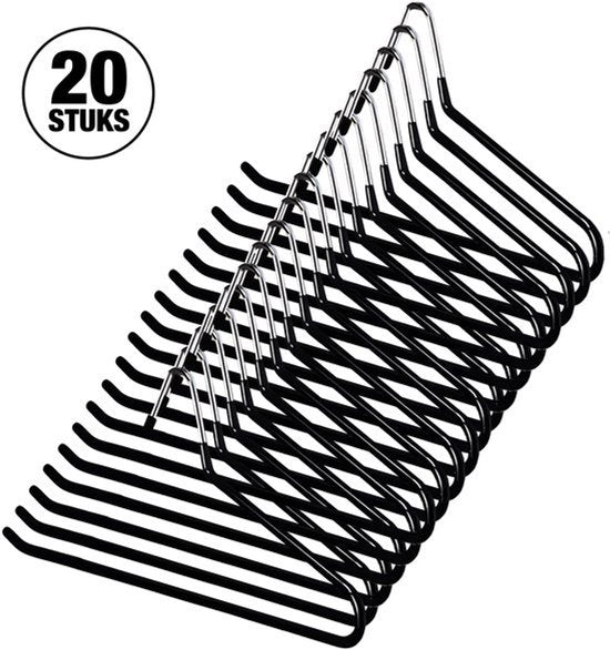 Luxe Broekhanger – 20 stuks – Metalen Kledinghangers – Kledingkast Organizer – Kleerhangers – Ruimtebesparende Broekhangers – Anti-slip - Zwart
