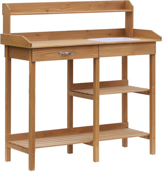 4Goodz Houten oppottafel Plantentafel met lade en bak