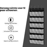 Schoenenkast Hangend - Schoenenzak 24 vakken - Opbergen van Schoenen aan Deur - Schoenenzak Zwart - Wit - Oplossing voor rondslingerende schoenen - Hoogwaardige Schoenenkast