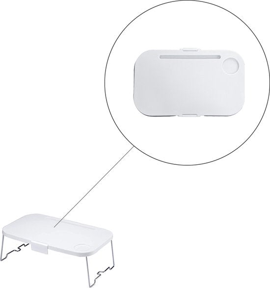 Picknickmand 2-1 - Wit & Grijs - 45 cm x 27 cm - Inklapbaar - Picknickmand met Tafel - Picknickmand 4 Personen - Picknicktas - Picknick