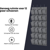 Schoenenkast Hangend - Schoenenzak 24 vakken - Opbergen van Schoenen aan Deur - Schoenenzak licht grijs - Oplossing voor rondslingerende schoenen - Hoogwaardige Schoenenkast