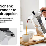 Chefino Percolator 6 Kops – Moka Pot 270 ml – Espressopot voor Italiaans Koffiezetten – Aluminium Mokkapot – Espressomaker voor Gasfornuis