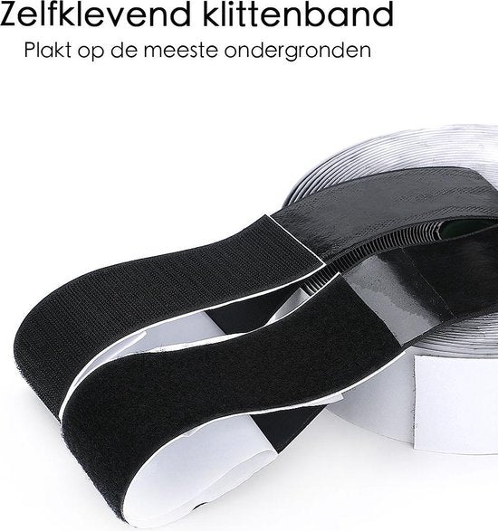 Klittenband - Extra Breed - 1 Meter - 10 cm Breed - Zwart