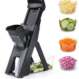 Mandoline - Groentesnijder met Opvangbak – Verstelbare Groente Snijder – Julienne Snijder – Blokjessnijder – Groente Hakker – Mandoline Keuken – Komkommer, Ui en Groente Snijden - Uiensnijder — Keukensnijder — Vaatwasserbestendig