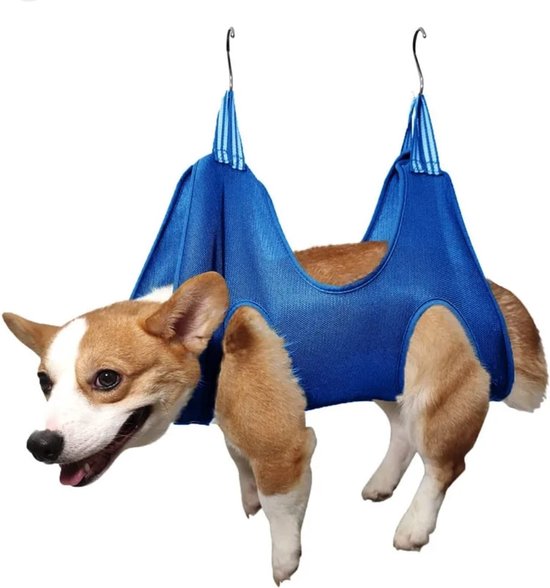 Sasemy® - Honden, Hangzak voor het makkelijk knippen van nagels - Blauw - Maat L - Waszak - Nagelknippen - Huisdieren -Pet Hangmat