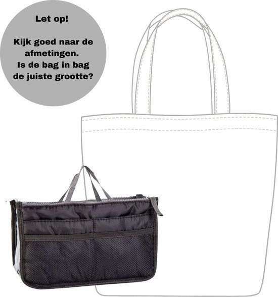 Handtas organizer - Bag in Bag - 11 ruime vakken - Zwart - 29 x 9 x 17 cm - Tasorganizer