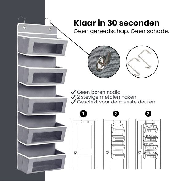 Opbergzak voor Deur - 5 Ruime Opbergvakken - 33 - Deur organizer