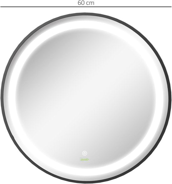 4goodz Ronde Badkamerspiegel 60 cm LED Verlichting 834-393 - Zwart