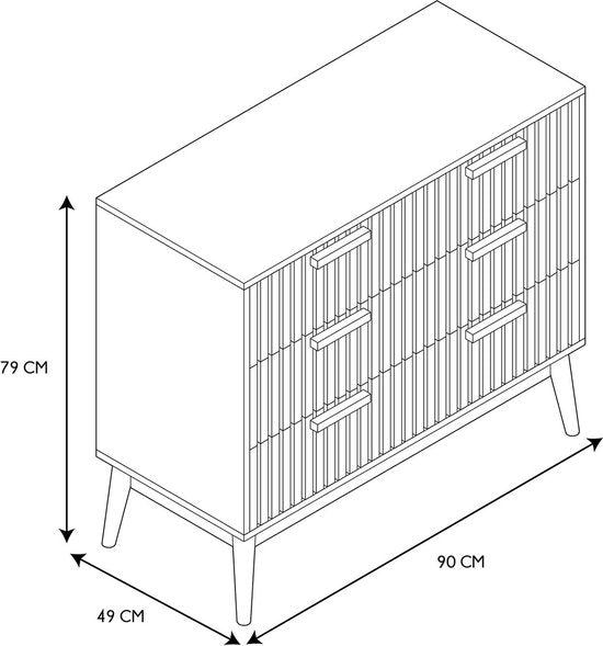 Ladekast Klaus met Panelen voorzijde - Buffetkast 90x49x79 cm - Bruin