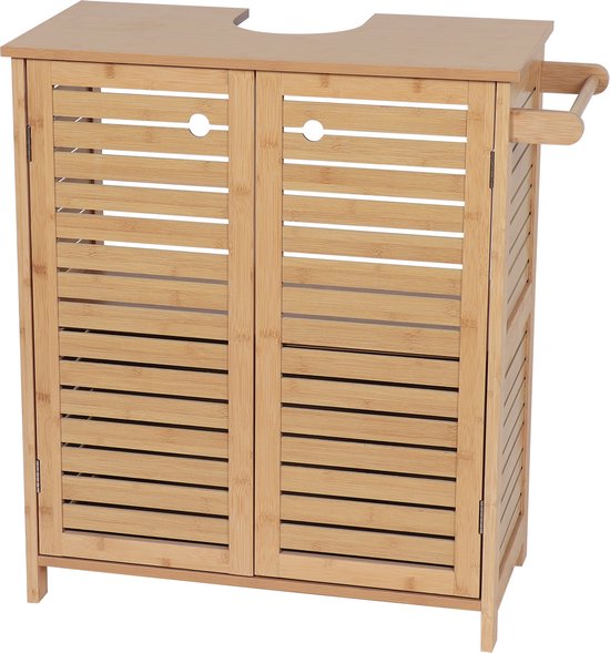 Wastafelonderkast Trinidad met Uitsparing met 2 planken - Wastafelmeubel MDF/Bamboe