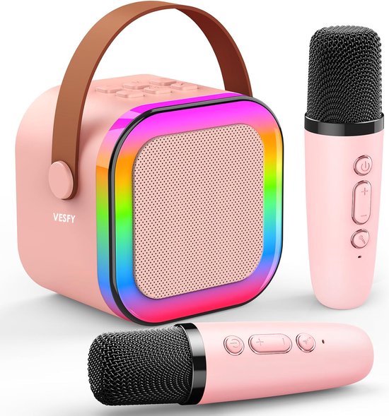 Vesfy Karaoke Set - Draadloze microfoon met Bluetooth 5.0 en LED verlichting