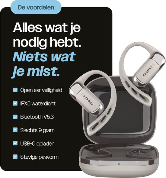 REBØNE® Sport Oortjes - Oordopjes Draadloos - Open ear - Draadloze - Bluetooth Koptelefoon
