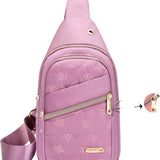 Sasemy - Borsttas Sling Bag Voor Dames - Sling Bag - 2 rits-vakken - Dames - Heren - Roze - Bloemen print #9 - 30 x 16 x 6 - Reistas- Schoudertas - Rugzak - Crossbody bag - Moederdag Cadeau - Verjaardag Cadeau - Sinterklaas Cadeau - Kerst Cadeau