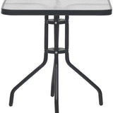 Vierkante Glazen Tuintafel – 60x60x70 cm – Gehard Glas – Stabiel Stalen Frame – Weerbestendig – Zwarte Bistrotafel voor Tuin, Balkon & Terras