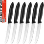 Chefino Tafelmessen Set 6 Stuks – Gekartelde Messen RVS – Steakmessen – Broodmesjes – Tomatenmessen – Vaatwasserbestendig – Zwart