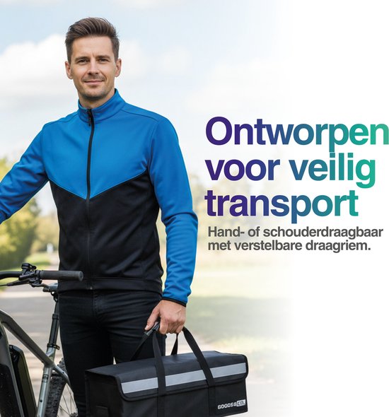 Goods&Co Accutas Ebike Brandveilig - Elektrische Fiets Accu Tas - Beschermhoes E-bike - 49 × 15 × 15 cm - Brandwerende Zak Fietsaccu - Hittebestendige Lipo Bag voor E Bike - Brandzak - Brandveiligheid– Accuhoes – Saver Hoes - Zwart
