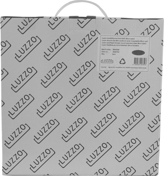 Luzzo® Hoofddouche Rond RVS Ø30 cm - Douchekop extra Plat - Zwart