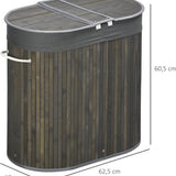 4goodz 100 L Wasmand Bamboe met Deksel 2 Secties - Uitneembare Waszak