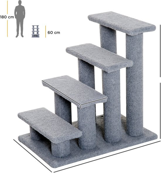 Huisdierentrap Katten- en Hondentrap 4 treden 63,5x43x60cm Grijs